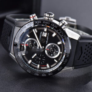 Calibre Heuer 01 Chrono XF 45MM PVD Skeleton Black Dial Black Rubber Strap A1887 - Image 16