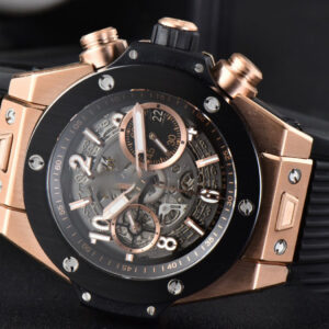 Big Bang Unico RG 45mm BBF Skeleton Dial Ceramic Bezel Black Rubber Strap A1280 - Image 9