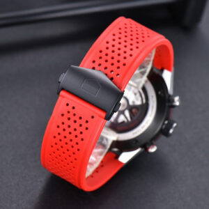 Calibre Heuer 01 Chrono XF 45MM Skeleton Dial Red Hand Red Rubber Strap A1887 - Image 16