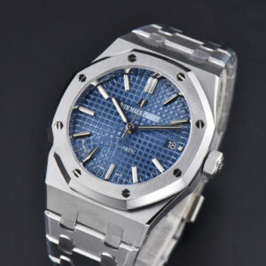 Royal Oak 37mm 15450 ZF Blue Textured Dial SS Bracelet SA3120 Super Clone - Image 3
