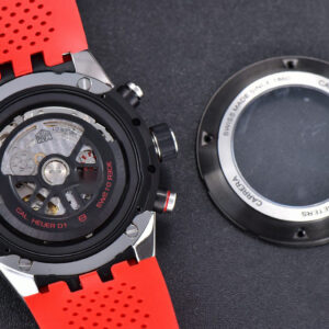 Calibre Heuer 01 Chrono XF 45MM Skeleton Dial Red Hand Red Rubber Strap A1887 - Image 23
