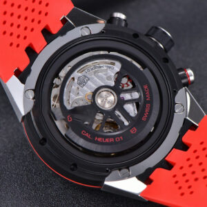 Calibre Heuer 01 Chrono XF 45MM Skeleton Dial Red Hand Red Rubber Strap A1887 - Image 24