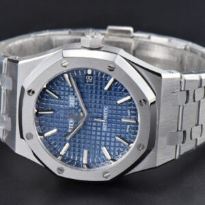 Royal Oak 37mm 15450 ZF Blue Textured Dial SS Bracelet SA3120 Super Clone - Image 6