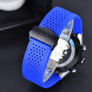 Calibre Heuer 01 Chrono XF 45MM PVD Skeleton Dial Blue Hand Blue Rubber Strap A1887 - Image 17