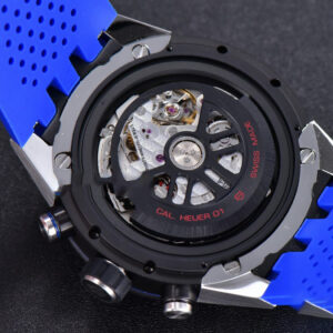 Calibre Heuer 01 Chrono XF 45MM PVD Skeleton Dial Blue Hand Blue Rubber Strap A1887 - Image 24