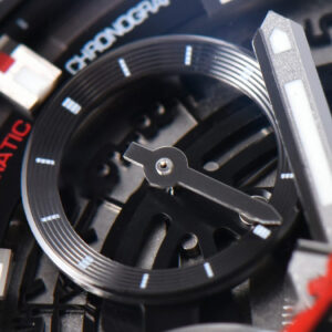 Calibre Heuer 01 Chrono XF 45MM PVD Skeleton Dial Red Hand SS Bracelet A1887 - Image 9