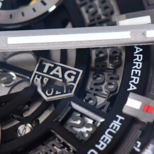 Calibre Heuer 01 Chrono XF 45MM PVD Skeleton Dial Red Hand SS Bracelet A1887 - Image 11