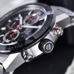 Calibre Heuer 01 Chrono XF 45MM PVD Skeleton Dial Red Hand SS Bracelet A1887 - Image 12