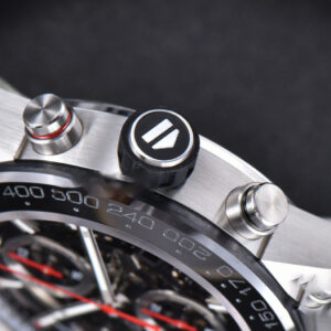 Calibre Heuer 01 Chrono XF 45MM PVD Skeleton Dial Red Hand SS Bracelet A1887 - Image 14