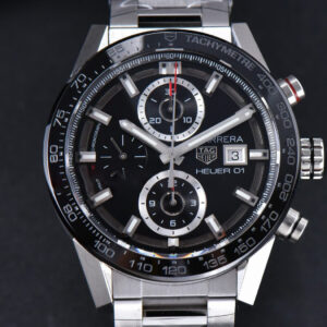 Calibre Heuer 01 Chrono XF 43MM PVD Black Dial SS Bracelet A1887