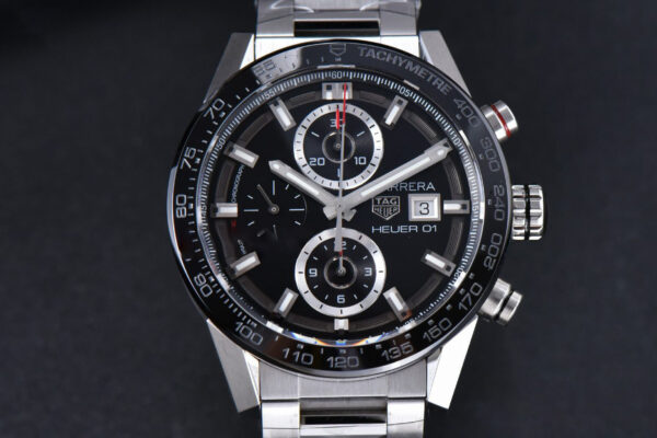 Calibre Heuer 01 Chrono XF 43MM PVD Black Dial SS Bracelet A1887