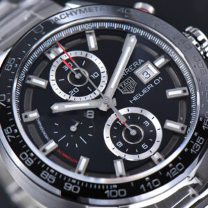Calibre Heuer 01 Chrono XF 43MM PVD Black Dial SS Bracelet A1887 - Image 21