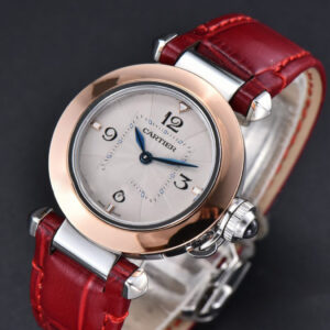 Pasha Ladies AF 30MM RG White Dial Red Leather Strap Jap Quartz - Image 20