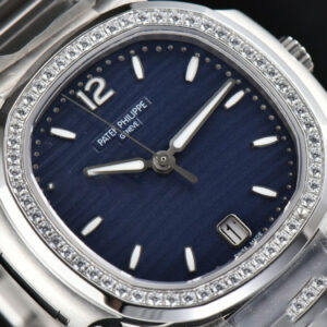 Nautilus 7118 Ladies 3KF 35MM Diamond Blue Dial SS Bracelet 324CS - Image 7