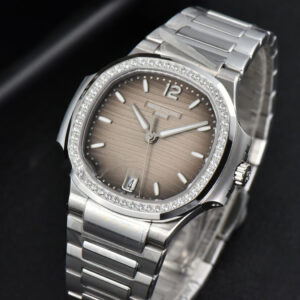 Nautilus 7118 Ladies 3KF 35MM Diamond Grau Dial SS Bracelet 324CS - Image 16
