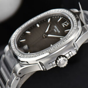 Nautilus 7118 Ladies 3KF 35MM Diamond Grau Dial SS Bracelet 324CS - Image 21