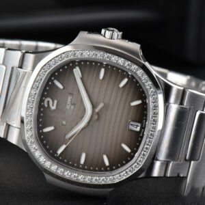 Nautilus 7118 Ladies 3KF 35MM Diamond Grau Dial SS Bracelet 324CS - Image 23