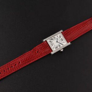 Tank Must Large 33.7×25.5mm Diamond K11F White Dial Red Croc Strap Quartz - Image 3