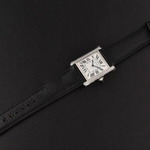 Tank Must Large 33.7×25.5mm Diamond K11F White Dial Black Litchi Grained Strap Quartz - Image 3