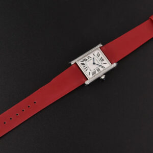 Tank Must Large 33.7×25.5mm Diamond K11F White Dial Red Smooth Calf Strap Quartz - Image 3