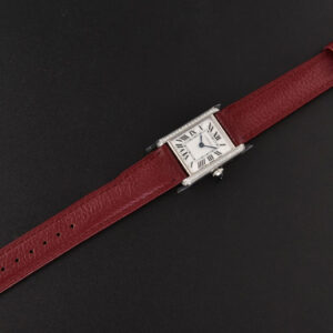 Tank Must Small 29.5×22mm Diamond K11F White Dial Red Litchi Grained Strap Quartz - Image 3