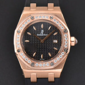 Royal Oak Offshore Ladies 67540SK RXWF Real Diamond Black Rubber Strap Swiss Quartz