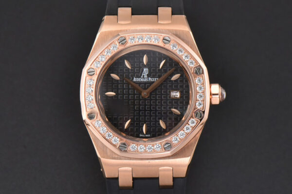 Royal Oak Offshore Ladies 67540SK RXWF Real Diamond Black Rubber Strap Swiss Quartz