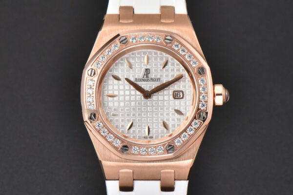 Royal Oak Offshore Ladies 67540SK RXWF Real Diamond White Rubber Strap Swiss Quartz