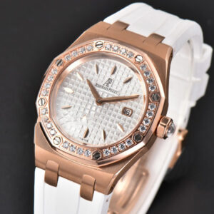 Royal Oak Offshore Ladies 67540SK RXWF Real Diamond White Rubber Strap Swiss Quartz - Image 4