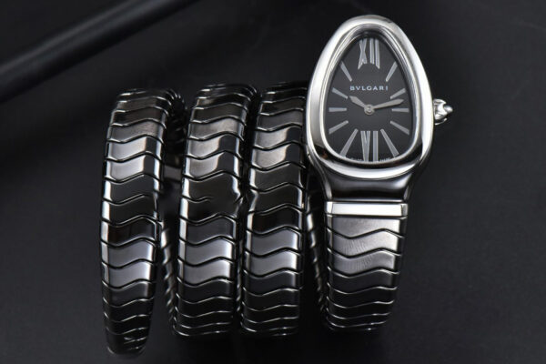 Serpenti Spiga SS 35MM BVF Polycyclic Black Ceramic Black Dial Quartz