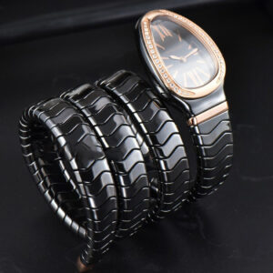 Serpenti Spiga RG 35MM BVF Polycyclic Black Ceramic Black Dial Diamond Bezel Quartz - Image 8