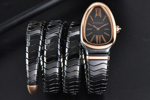 Serpenti Spiga RG 35MM BVF Polycyclic Black Ceramic Black Dial Quartz