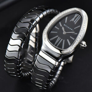 Serpenti Spiga SS 35MM BVF Black Ceramic Black Dial Diamond Bezel Quartz - Image 4