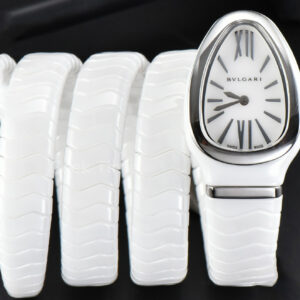 Serpenti Spiga SS 35MM BVF Polycyclic White Ceramic White Dial Quartz