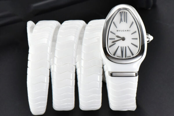Serpenti Spiga SS 35MM BVF Polycyclic White Ceramic White Dial Quartz