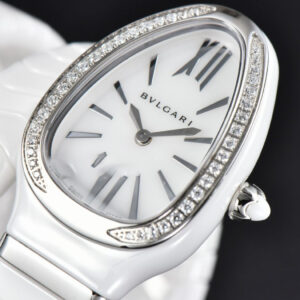 Serpenti Spiga SS 35MM BVF Polycyclic White Ceramic White Dial Diamond Bezel Quartz - Image 5