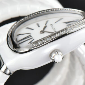 Serpenti Spiga SS 35MM BVF Polycyclic White Ceramic White Dial Diamond Bezel Quartz - Image 6