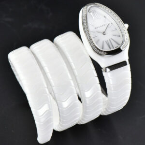 Serpenti Spiga SS 35MM BVF Polycyclic White Ceramic White Dial Diamond Bezel Quartz - Image 7