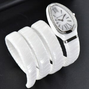 Serpenti Spiga SS 35MM BVF Polycyclic White Ceramic White Dial Diamond Bezel Quartz - Image 9