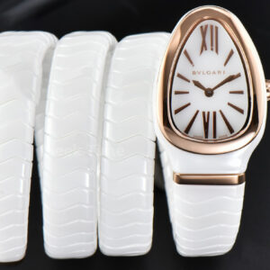 Serpenti Spiga RG 35MM BVF Polycyclic White Ceramic White Dial Quartz