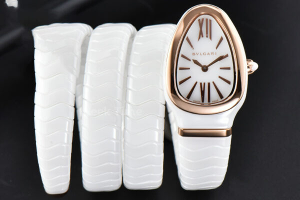 Serpenti Spiga RG 35MM BVF Polycyclic White Ceramic White Dial Quartz