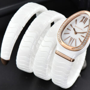 Serpenti Spiga RG 35MM BVF Polycyclic White Ceramic White Dial Diamond Bezel Quartz - Image 4