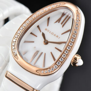 Serpenti Spiga RG 35MM BVF Polycyclic White Ceramic White Dial Diamond Bezel Quartz - Image 5