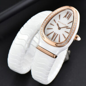 Serpenti Spiga RG 35MM BVF White Ceramic White Dial Diamond Bezel Quartz - Image 4