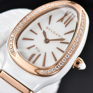 Serpenti Spiga RG 35MM BVF White Ceramic White Dial Diamond Bezel Quartz - Image 5