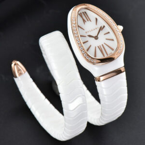 Serpenti Spiga RG 35MM BVF White Ceramic White Dial Diamond Bezel Quartz - Image 8