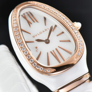 Serpenti Spiga RG 35MM BVF White Ceramic White Dial Diamond Bezel Quartz - Image 9