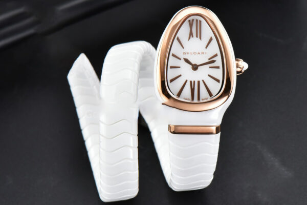 Serpenti Spiga RG 35MM BVF White Ceramic White Dial Quartz