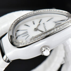 Serpenti Spiga SS 35MM BVF White Ceramic White Dial Diamond Bezel Quartz - Image 8