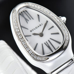Serpenti Spiga SS 35MM BVF White Ceramic White Dial Diamond Bezel Quartz - Image 9
